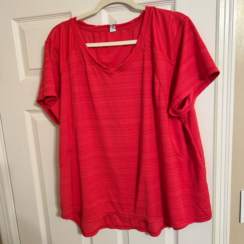 Women's Plus Orange/coral V-Neck Top